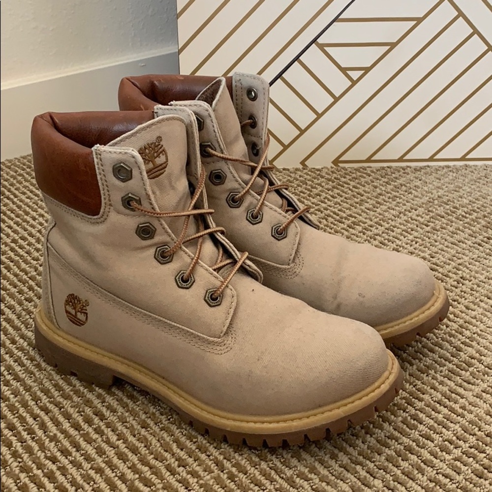 Tan Canvas Timberland Boots